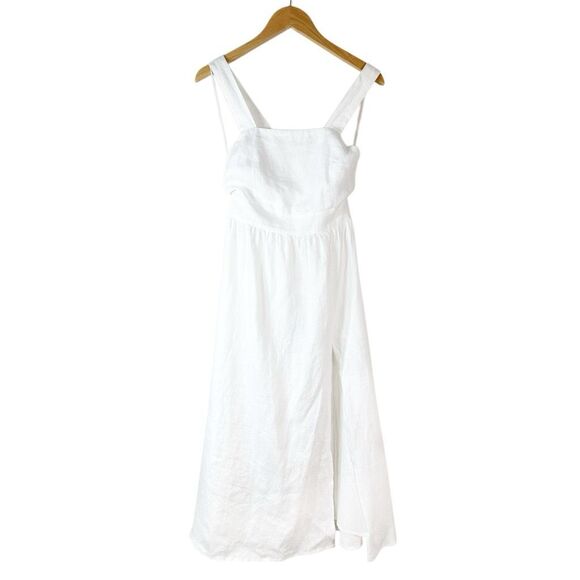 REFORMATION Elara Linen Fit & Flare Midi Dress Size 2 Sleeveless Ivory White - Picture 3 of 14